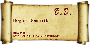 Bogár Dominik névjegykártya
